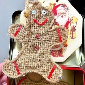 COPY - Handmade Burlap Gingerbread Man Christmas Ornament